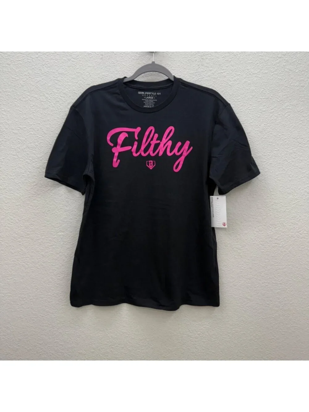 Baseball Lifestyle 101 Filthy Black Short Sleeve Graphic T Shirt Mens Large NEW - Picture 1 of 6